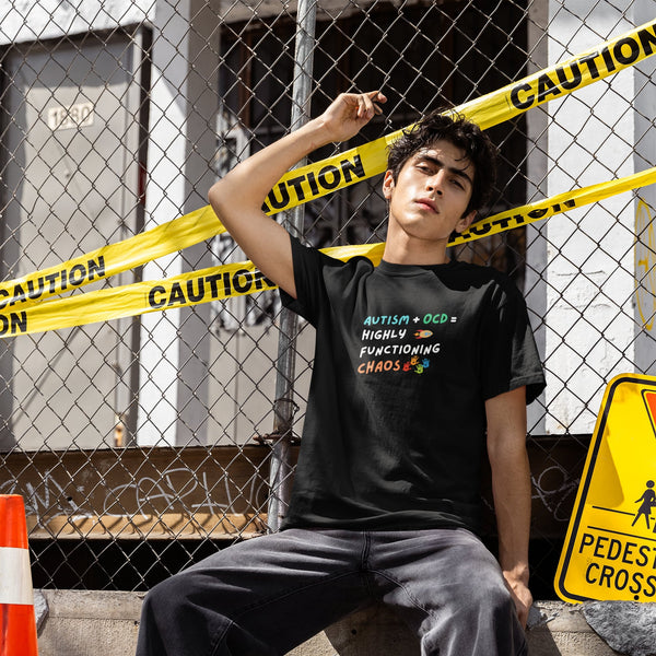 Autism + OCD = Highly Functioning Chaos T-Shirt – Neurodivergent Humor Tee for Self-Aware Minds & Mental Health Advocates