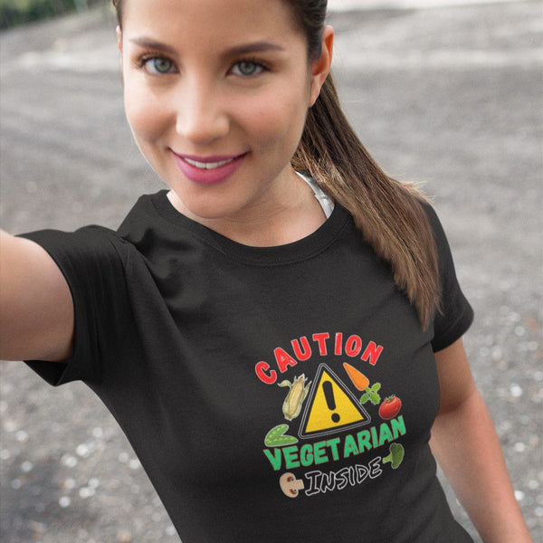 Caution: Vegetarian Inside T-Shirt – Funny Plant-Based Tee