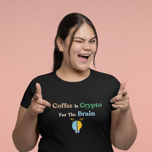 Coffee Is Crypto For The Brain T-Shirt – Funny Coffee & Crypto Lover Gift Tee for Investors, Traders & Caffeine Addicts