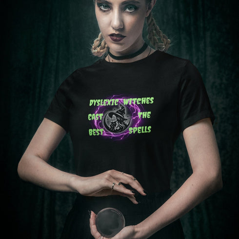 Dyslexic Witches Cast the Best Spells T-Shirt | Funny Halloween Witch Graphic Tee