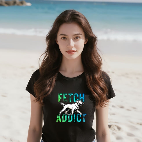 Fetch Addict T-Shirt in Black – Funny Dog Lover Graphic Tee for Retriever Fans