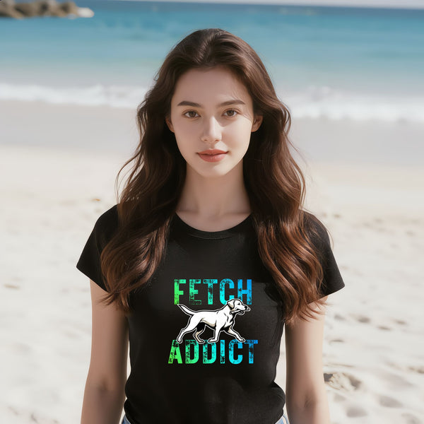 Fetch Addict T-Shirt in Black – Funny Dog Lover Graphic Tee for Retriever Fans