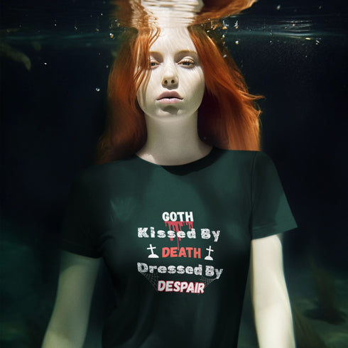 Goth T-Shirt – Kissed by Death, Dressed by Despair | Dark Aesthetic Tee