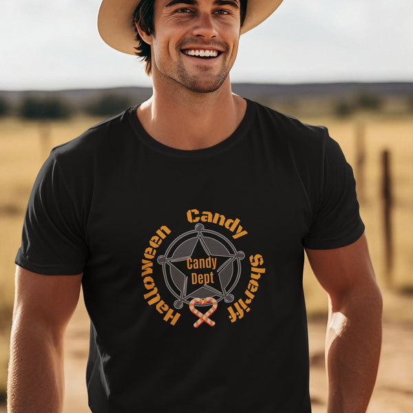 Halloween Candy Sheriff T-Shirt | Funny Trick or Treat Graphic Tee | Spooky Halloween Costume Top for Kids & Adults