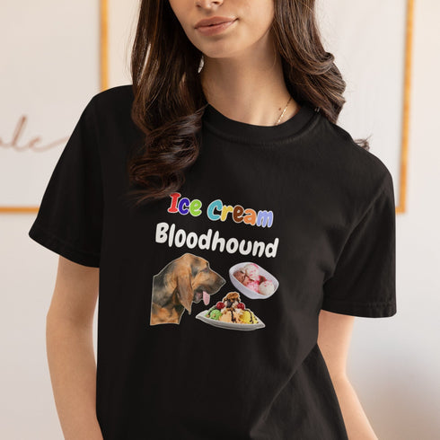 Ice Cream Bloodhound Graphic Tee - Quirky Animal Lover T-Shirt