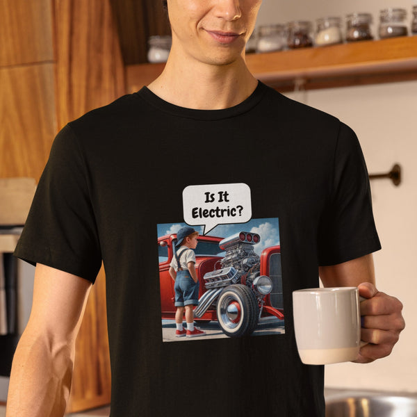 Funny Car Enthusiast T-Shirt: 'Is It Electric?' – Perfect for Hot Rod Lovers!