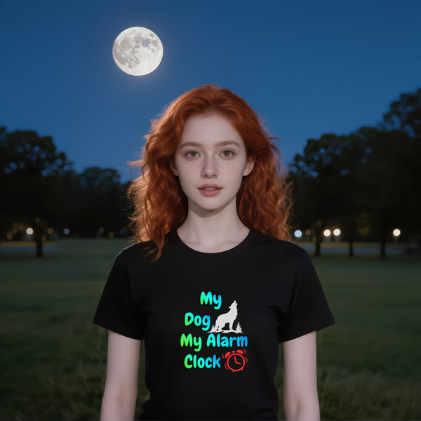 Black My Dog My Alarm Clock t-shirt – funny dog mom gift tee for pet parents who wake up to paw taps, not phone beeps