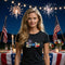 Black funny 4th of July t-shirt with "My Fireworks Budget Is Bigger Than My Grocery Bill" graphic print