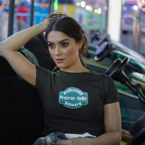 Professional Procrastinator Onboard T-Shirt | "Procras-tn8r" Badge Tee