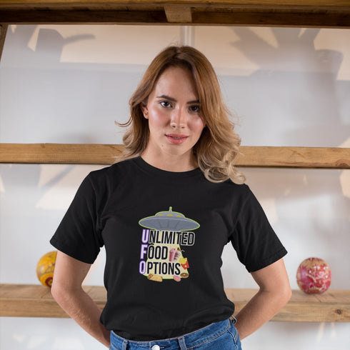 Unlimited Food Options T-Shirt – Funny UFO Foodie Graphic Tee