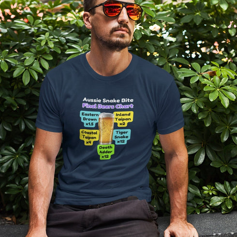 Aussie Snake Bite Final Beers Chart T-Shirt - Funny Survival Guide Tee