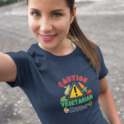 Caution: Vegetarian Inside T-Shirt – Funny Plant-Based Tee