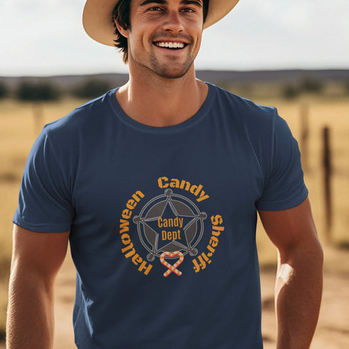 Halloween Candy Sheriff T-Shirt | Funny Trick or Treat Graphic Tee | Spooky Halloween Costume Top for Kids & Adults