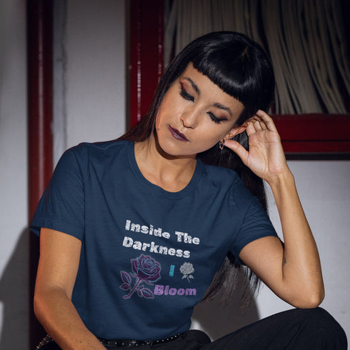 Inside the Darkness I Bloom T-Shirt – Gothic Floral Empowerment Tee