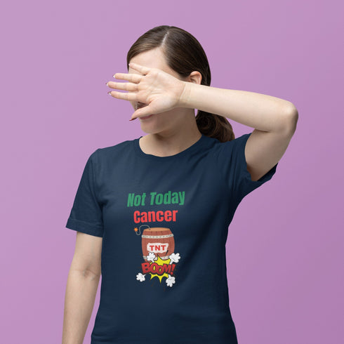 Not Today Cancer BOOM T-Shirt – Bold Cartoon Explosion Tee for Fighters, Survivors & Supporters