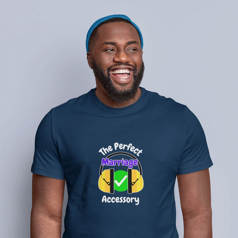 "The Perfect Marriage Accessory" Funny Ear Muffs T-Shirt – Wedding Humor Gift