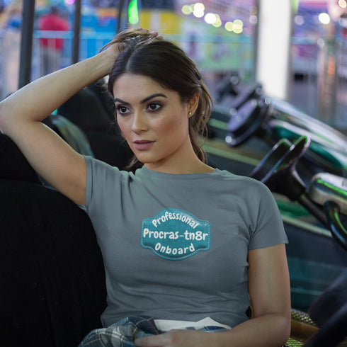 Professional Procrastinator Onboard T-Shirt | "Procras-tn8r" Badge Tee