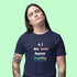 Navy blue sarcastic AI humour t-shirt — A.I. Will Never Replace Stupidity graphic tee for tech workers