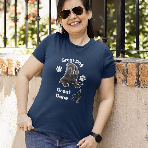Navy Great Dog Great Dane t-shirt – stylish dog breed gift tee for Great Dane mums and dads, unisex fit