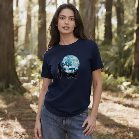 Navy My Dog Lights Up My World T-Shirt – Puppy Love Tee, Best Friend Dog Shirt Gift Idea