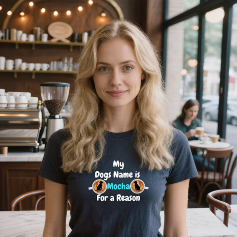Navy blue slogan t-shirt - My Dog's Name Is Mocha For A Reason