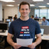 Navy blue "Taxed Until I'm Red White and Broke" patriotic humour slogan graphic t-shirt