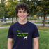 Navy blue dog dad tee printed with "Yes He's Spoiled The Dog Too" — perfect spoiled dog owner gift