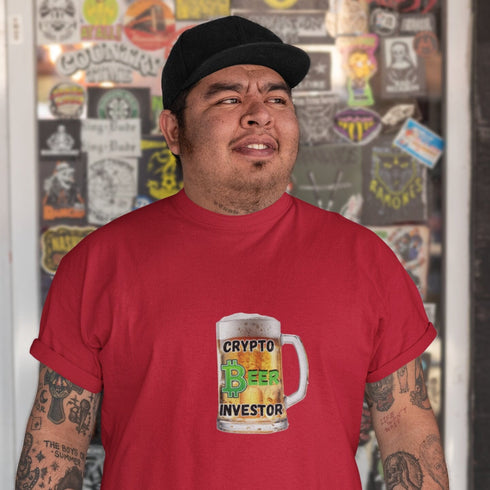 Red Crypto Beer Investor HODL Your Beer t-shirt – witty crypto meme gift tee for beer-loving investors