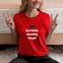 Funny introvert t-shirt in red with Currently Avoiding People print – humorous gift tee for antisocial friends
