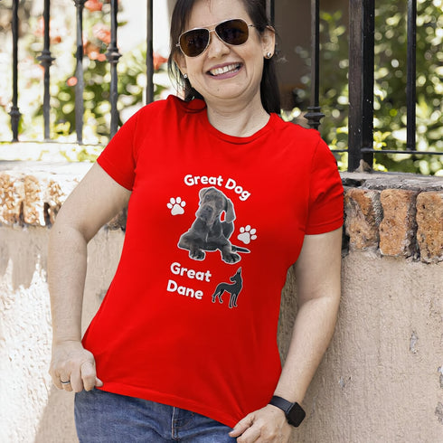 Red Great Dog Great Dane t-shirt – bold breed pride graphic tee, great gift for Great Dane lovers and dog dads