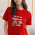 Bold red graphic tee with humorous bloodhound ice cream design – standout animal lover shirt