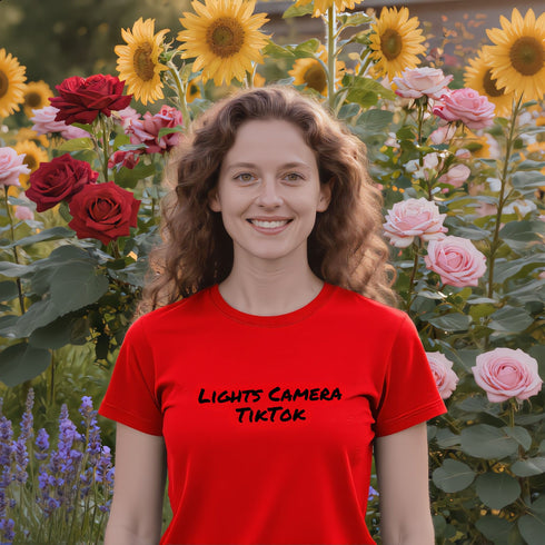 Red Lights Camera TikTok slogan t-shirt – eye-catching humour tee for TikTok enthusiasts and pop culture gift ideas