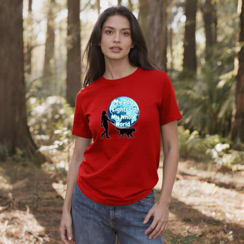 Red Canine Companion T-Shirt – My Dog Lights Up My Whole World Dog Mom T-shirt Gift