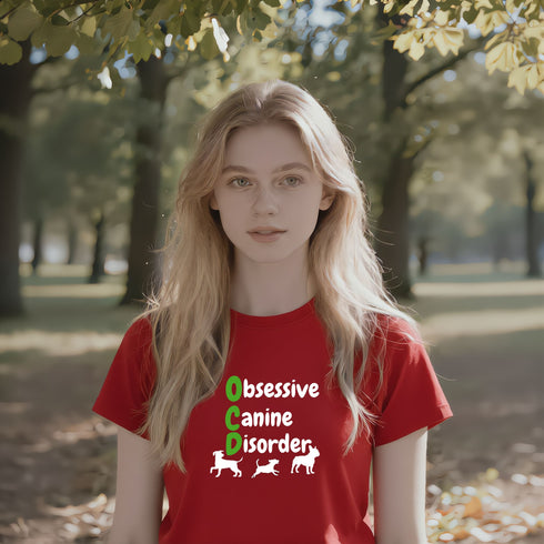Red Obsessive Canine Disorder T-Shirt – Bold Dog Lover Tee Perfect for Gifting