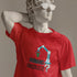 Bold red R Humans Obsolete tech slogan t-shirt — striking AI humour gift idea for programmers and future-focused minds