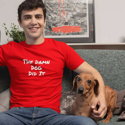 Red The Damn Dog Did It t-shirt – funny dog owner graphic tee, standout gift for anyone whose pup is always the culprit