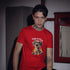Red This Is Fine meme tee featuring iconic fire dog print – relatable stress humor shirt for internet culture fans