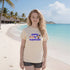 AWOL in Cancun soft cream graphic tee with retro lettering, premium unisex vacation shirt in neutral tone