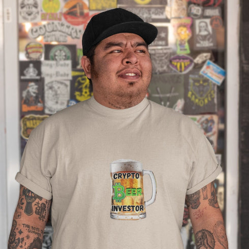 Soft cream Crypto Beer Investor t-shirt – casual HODL beer slogan tee, fun gift for crypto and craft beer lovers