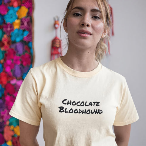 Soft cream Chocolate Bloodhound t-shirt – quirky dog lover gift tee, ideal for Bloodhound owners and pet parent humour fans