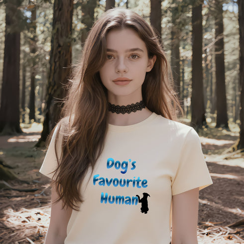 Soft cream Dog's Favourite Human t-shirt – cute dog mum gift tee, ideal for proud pet parents and rescue dog lovers
