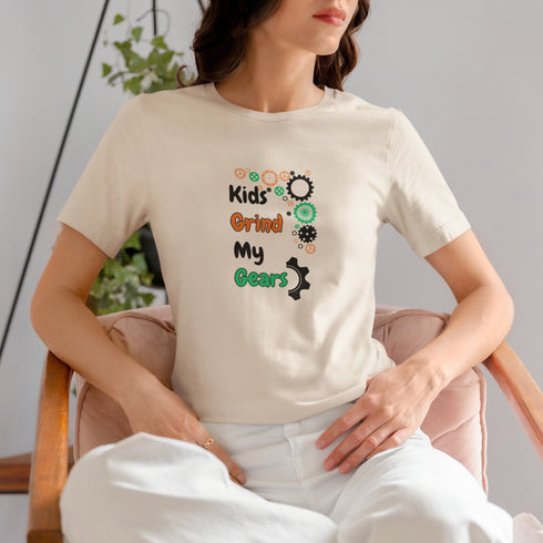 Soft Cream Kids Grind My Gears T-Shirt – relaxed funny tee for parents with a great sense of humour