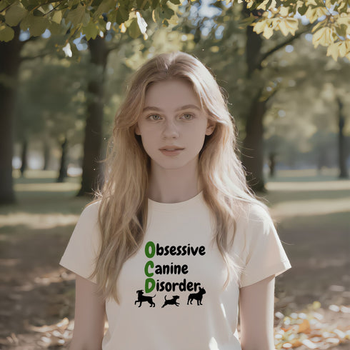 Soft Cream Obsessive Canine Disorder T-Shirt – Casual Dog Themed Graphic Tee for Dog Lovers