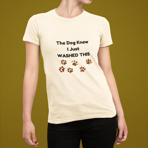 Soft cream dog lover shirt with a witty laundry slogan — a thoughtful gift for pet parents who appreciate humour as much as they love their dog