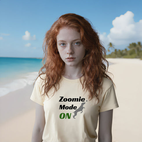 Zoomie Mode Is On T-Shirt in Soft Cream – Funny Dog Lover & Pet Parent Apparel