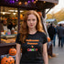 Black Halloween Pronoun Is Candy t-shirt with funny candy lover graphic for trick-or-treat parties and spooky season outfits