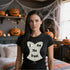 Black I Am The Treat Halloween t-shirt with a playful candy graphic and bold statement lettering, funny unisex tee for spooky-season outfits