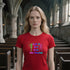 Red Just a Girl and Her Demon tee featuring statement lettering for a playful Halloween outfit