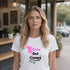 White Cute But Creepy gothic graphic T-shirt with a lighthearted eerie slogan for everyday outfits and Halloween styling
