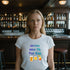 White unisex Halloween tee with "Witch Way to the Bar" graphic, ideal spooky season apparel for coven gatherings and pub crawls